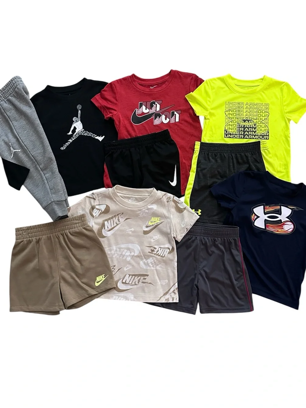 Nike Under Armour 5 Outfit Bundle Boys 24 Mo/2T Athletic Sets Shirt Shorts NWT